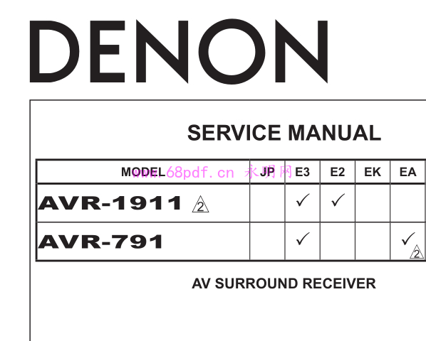 天龙denon AVR-1911 AVR-791 维修手...